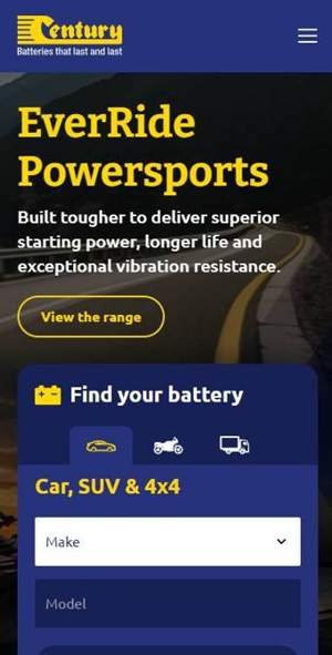 Century Batteries — website screenshot